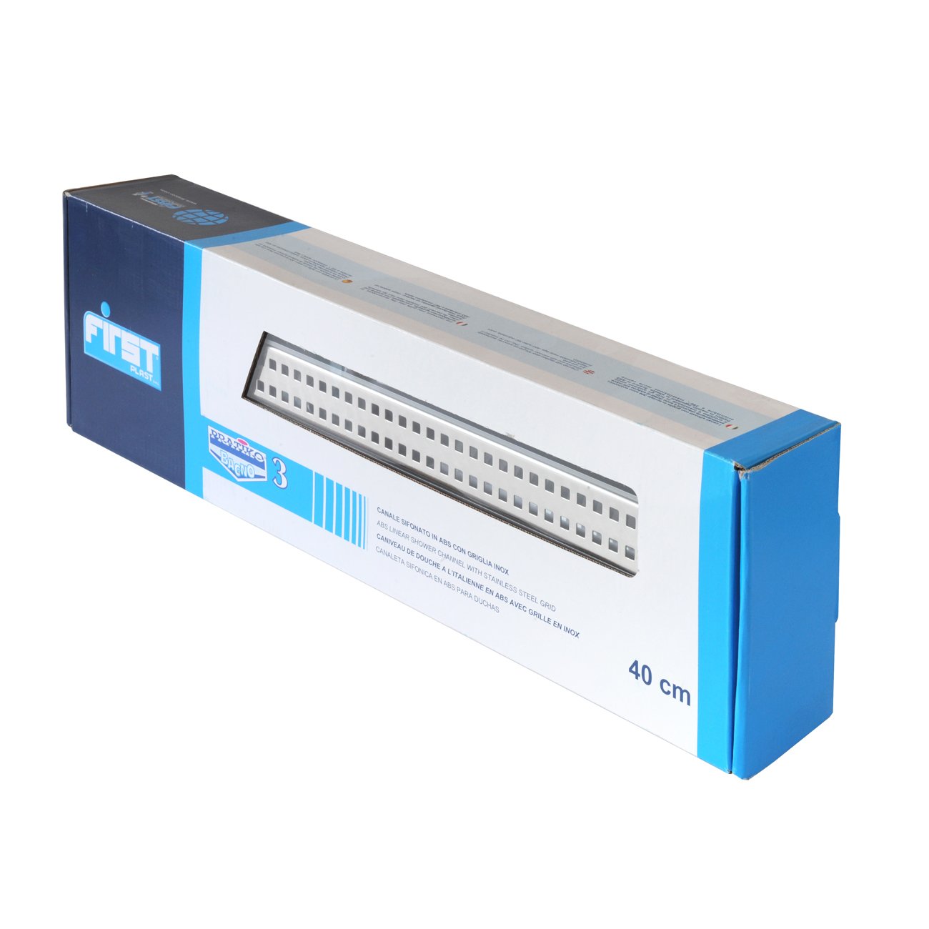 First plast prbs403in Canal sifonato ducha de ABS con rejilla inoxidable, 400 x 30 mm