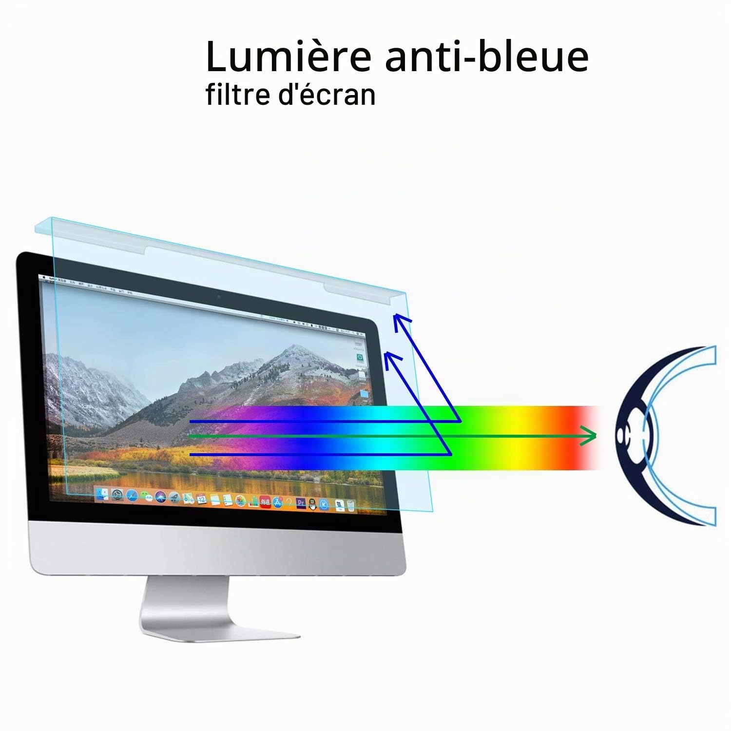 MOSISO Écran Protecteur Anti-Lumière Bleue Anti-UV 23-24 Pouces 16:9 PC LED 54x34 cm