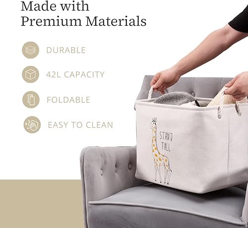 Miniatura 8 de DECOMOMO Cestas de almacenamiento para estantes, cesta grande de 42 litros para ropa sucia de bebé, juguetes para niños, guardería- Contenedores de