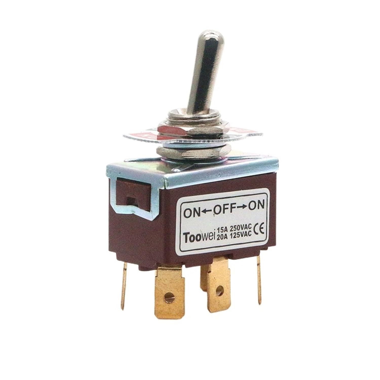 T702CT 6 pins Toggle Switch ON-Off-ON 15A 250V/ 20A 125V Assembly Hole 12mm/ 6.3mm Qucik Contact
