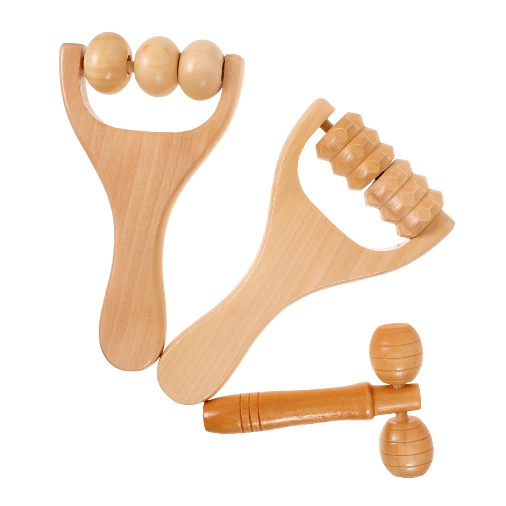 Rodillo de Masaje de Madera para Pies y Rostro, 1 Set