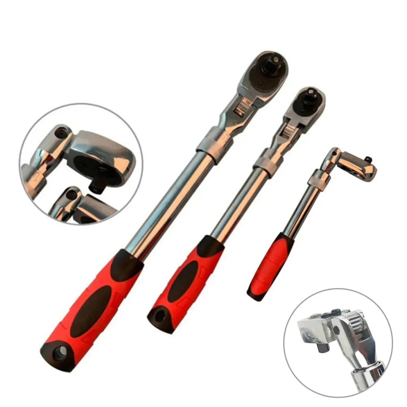 Trinquete Reversible,RáPida Llave De Carraca Llave de trinquete telescópica de 72 dientes, 1/4, 1/2, 3/8, liberación rápida automática, llave de trinquete con mango de andamio ajustable de 90 grados(1