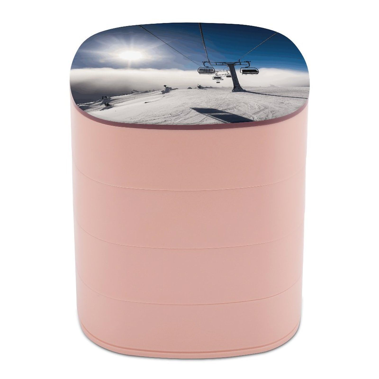 FekiLoot Ski Lift at Sunshine Jewelry Box 4-Layers Rotatable Jewelry Organizer Storage Box with Mirror Cute Travel Jewelry Case Portable Earring Holder Organizer for Ring Necklace Bracelet