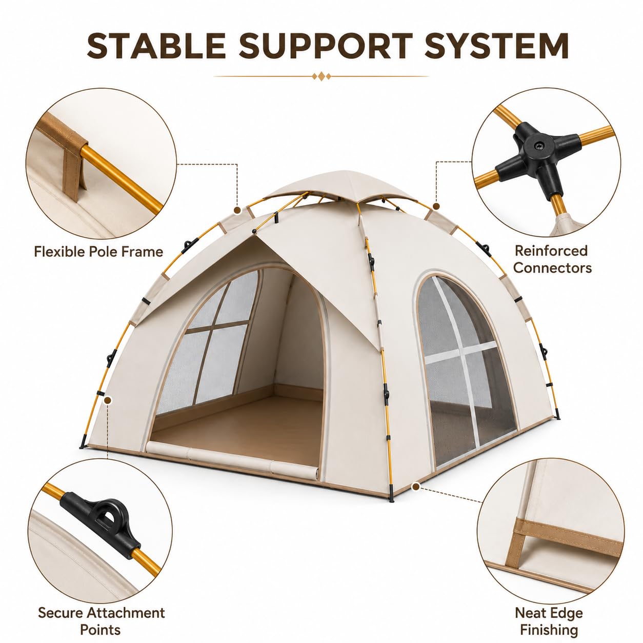 Tenda da campeggio istantanea per 2-3 persone, spaziosa tenda a cupola familiare con grandi porte e finestre in rete, facile da montare, riparo portatile per campeggio, escursionismo e viaggi del fine