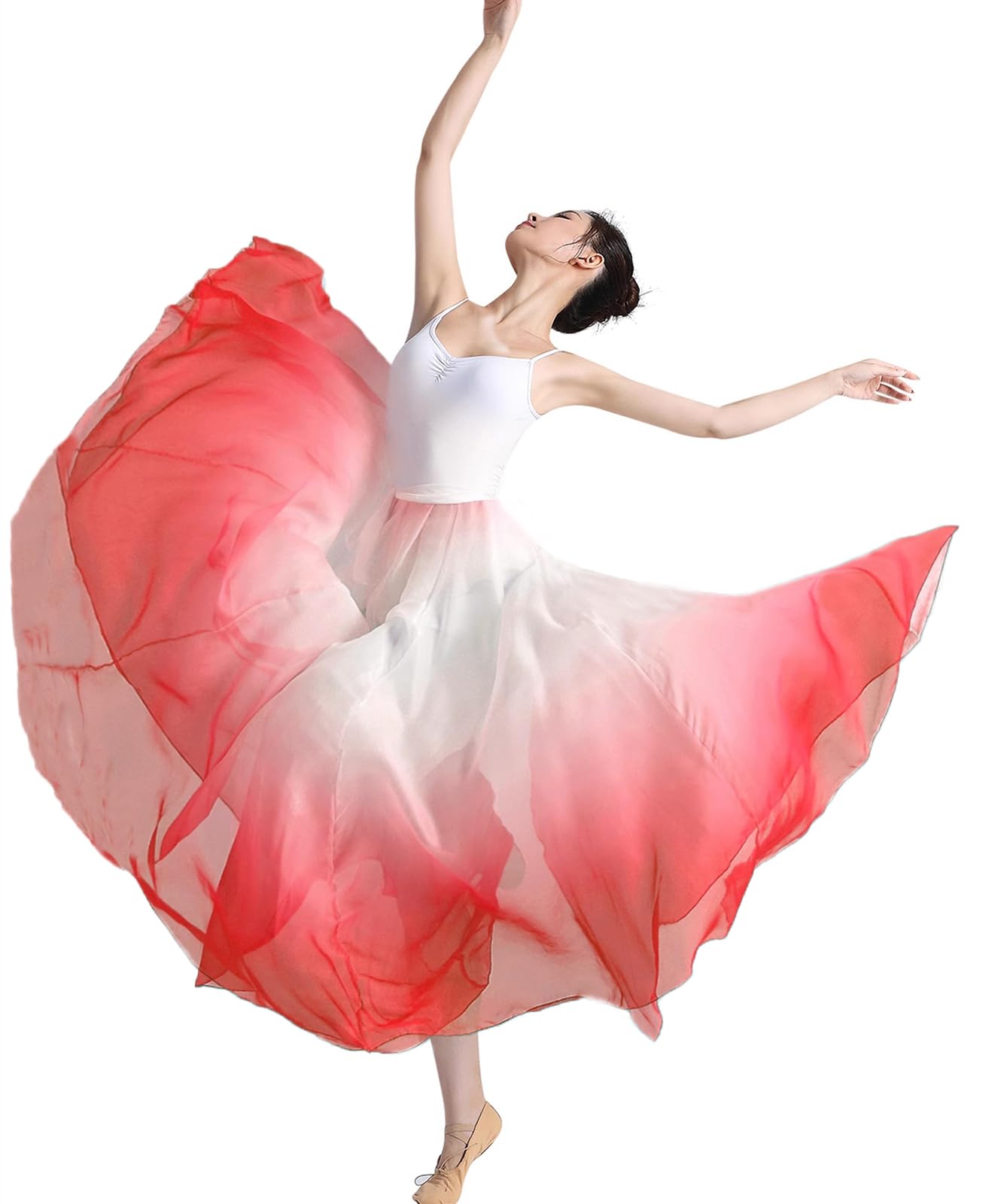 ORIDOOR720 35" Long Women's Fairy Lyrical Dance Skirt Gradient Color Swing Skirt Ballet Modren Dance Costumes