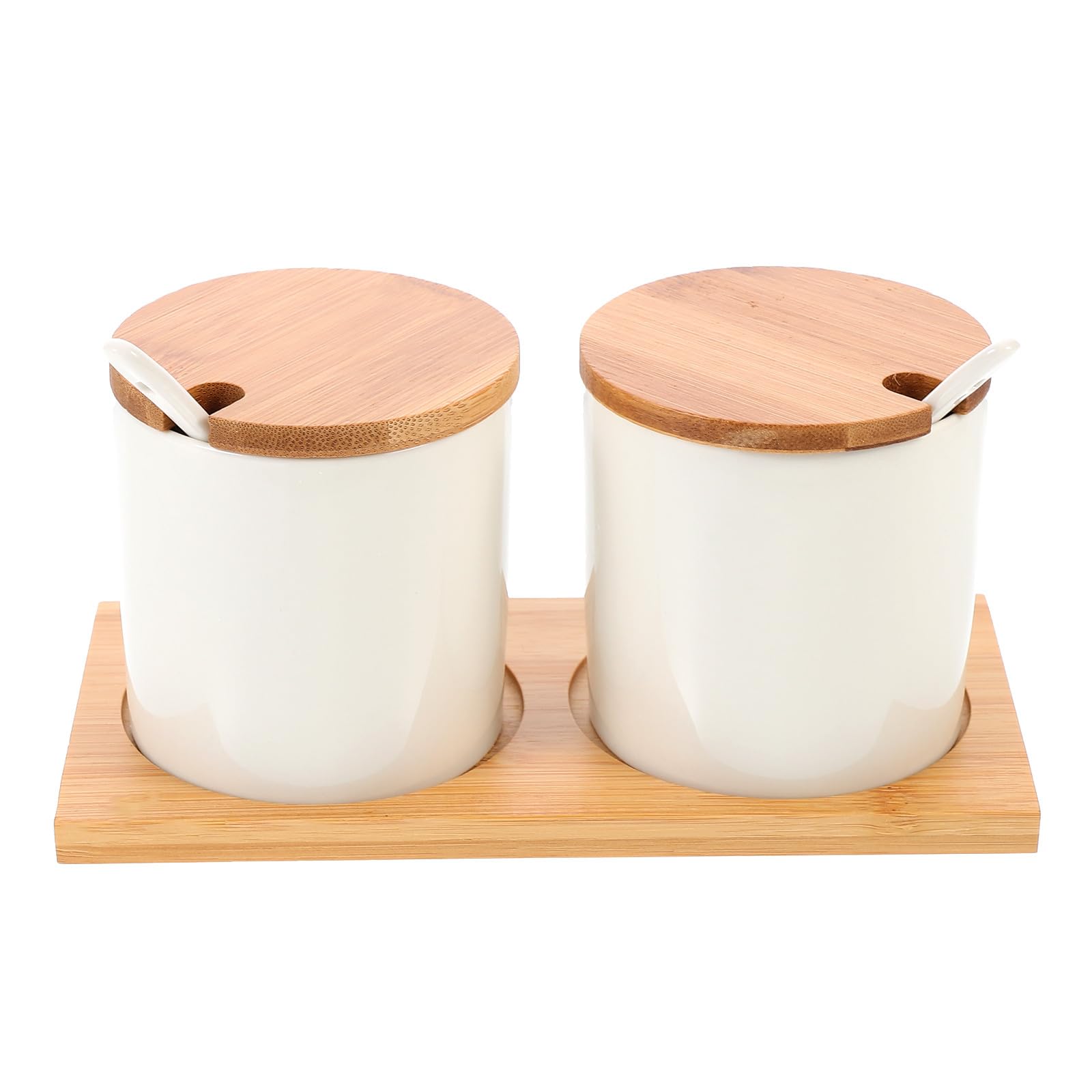 Set Contenitore per Spezie in Ceramica Bianco, Vasetto per Condimenti Facile da Aprire una Mano e Facile da Pulire, per Cucina e Uso Domestico
