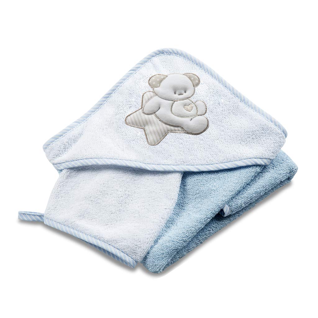Italbaby - Albornoz de rizo para recién nacidos, de 0 a 6 meses, color azul, 550 g