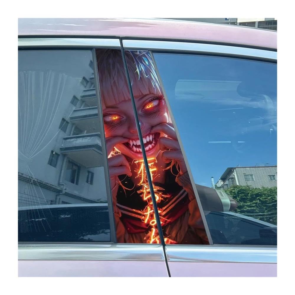 Body Parts 2pcs Car Center Pillar Sticker Tattoo Sister Auto B-Pillar Waterproof Protective Film(D)