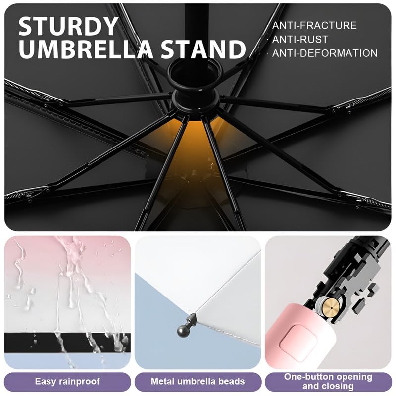 Image of Contacts Compact Folding Umbrella - Windproof Travel Umbrella with Automatic Open /Close, Waterproof, UV Protection, Portable Umbrella for Men, Women & Kids