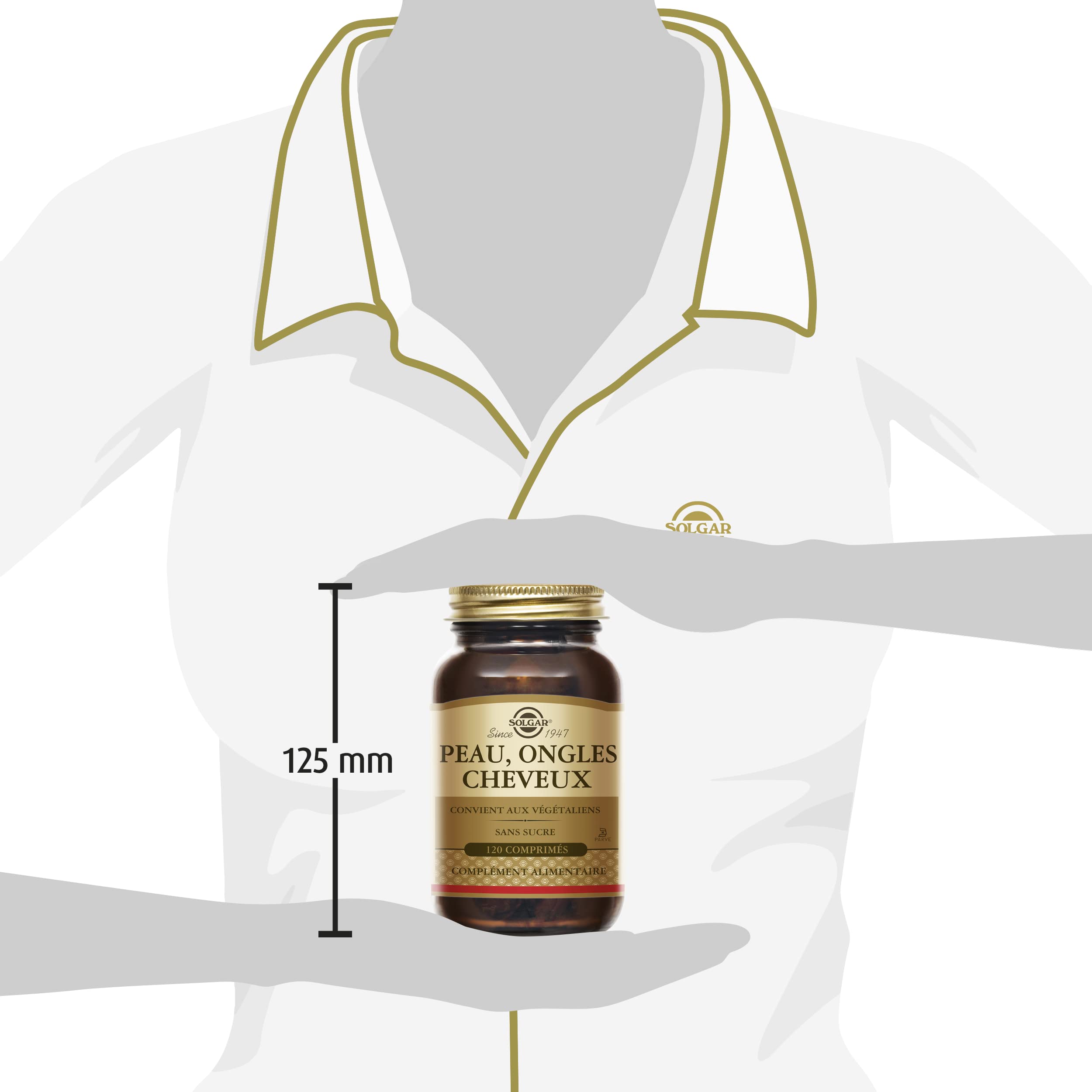 Solgar Peau, Ongles, Cheveux - Beauté - Nutriments essentiels : Zinc, Vitamine C, Acides Aminés, Cuivre - Forme Brevetée de MSM - Complément Alimentaire - Flacon de 120 comprimés