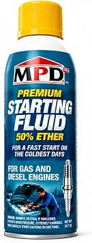 MPD Pro Starter Starting Fluid Spray Premium 50% Ether Formula for Fast Cold Starts Works to -65F Gas & Diesel Engines Upper Cylinder Lubrication 10.7 oz 1-Pack