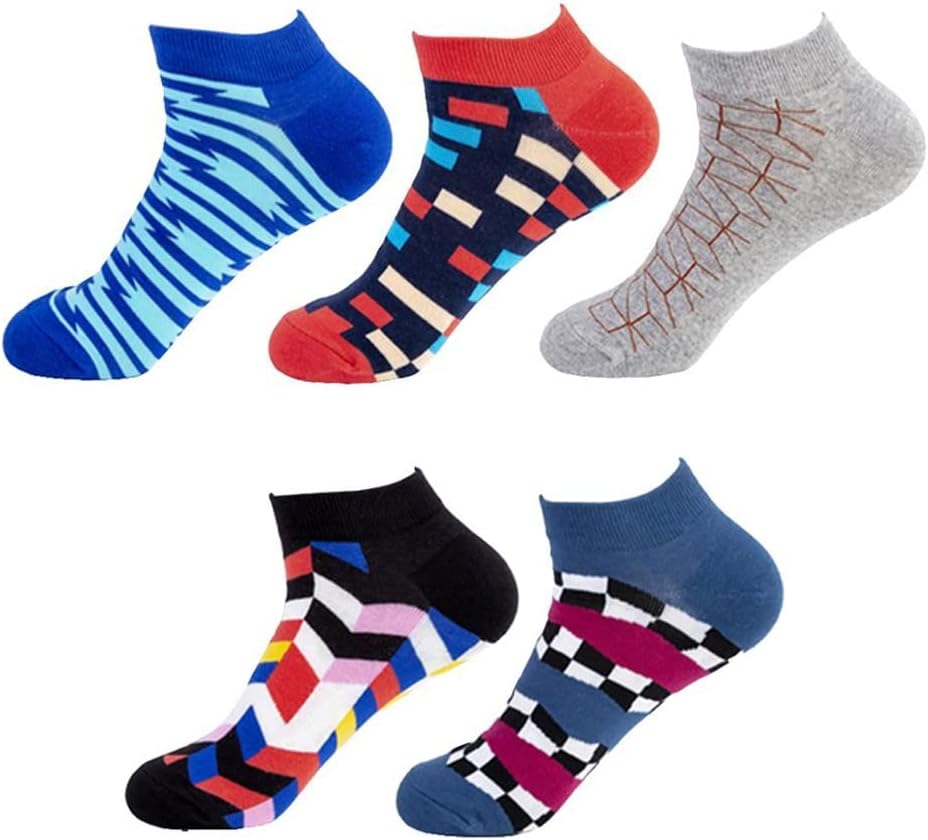 Men's Short Socks Colorful Geometric Graphics Boat Cotton