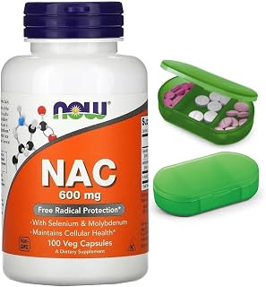Kit Nac Now Foods 600mg N-acetil L-cisteína 100 Cápsulas + Porta Cápsula