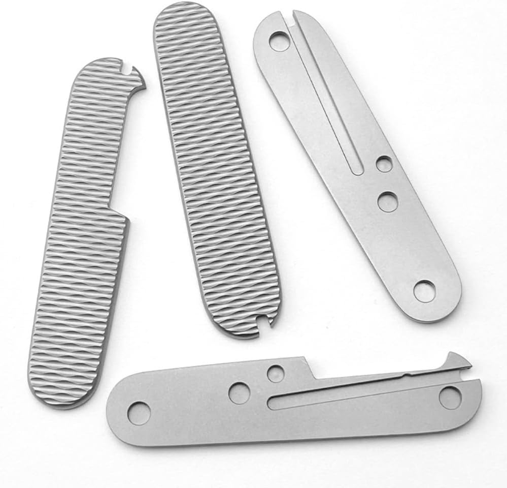 MerciL 2PCS Army Cutter Scales, 91MM Swiss Army Knife Titanium Alloy Patch Non Slip for DIY Modification (Silver) - Image 4