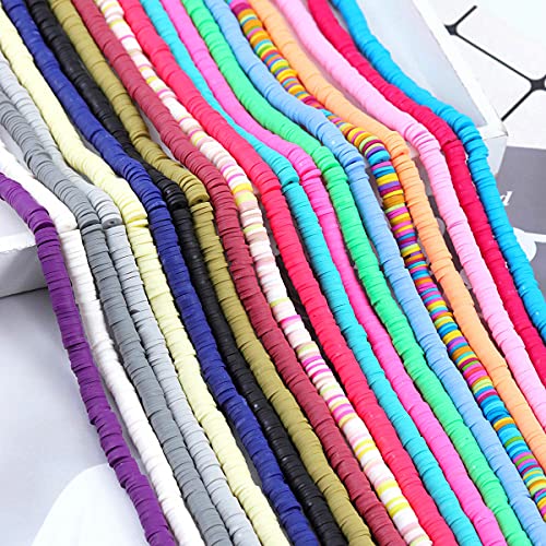 About 380-400pcs 6mm Clay Beads Flat Round Polymer Clay Spacer Beads Purple Handmade Rondelle Disc Slice Heishi Loose Bead Strand for DIY Jewelry Bracelet Necklace Earring Craft Making - Image 3