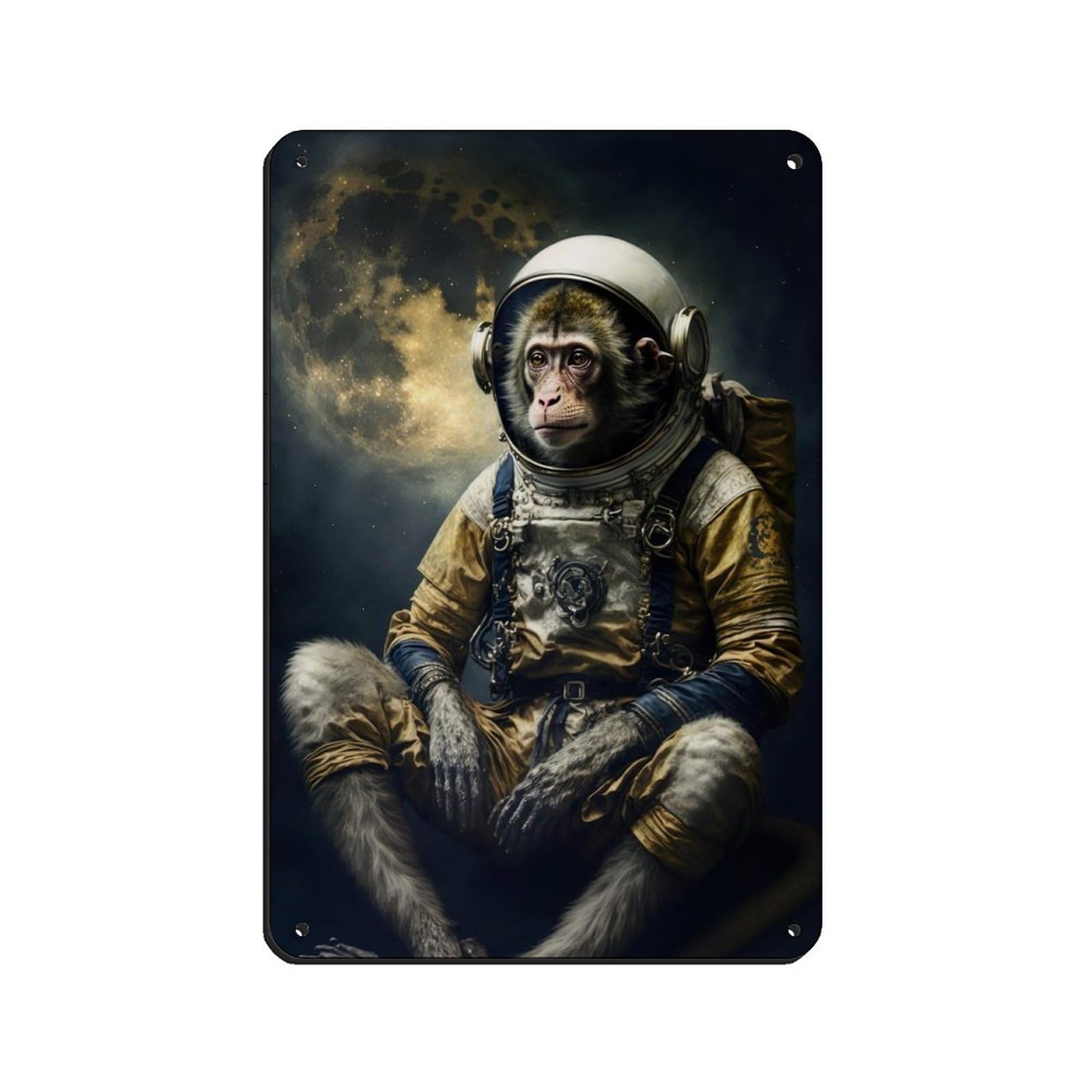 Lxwnze 20L X 30W Cm Monkey In A Spacesuit, Animal Tin Sign Vintage Metal Pub Club Cafe Bar Home Wall Art Decoration Poster Retro 8X12inch(20X30cm)