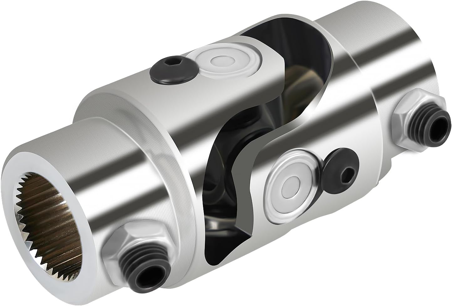13/16"-36 Spline x 3/4" DD Chrome Steering Universal Joint Single U-Joint Shaft 83mm (3-1/4") Working Angle 35°Degree
