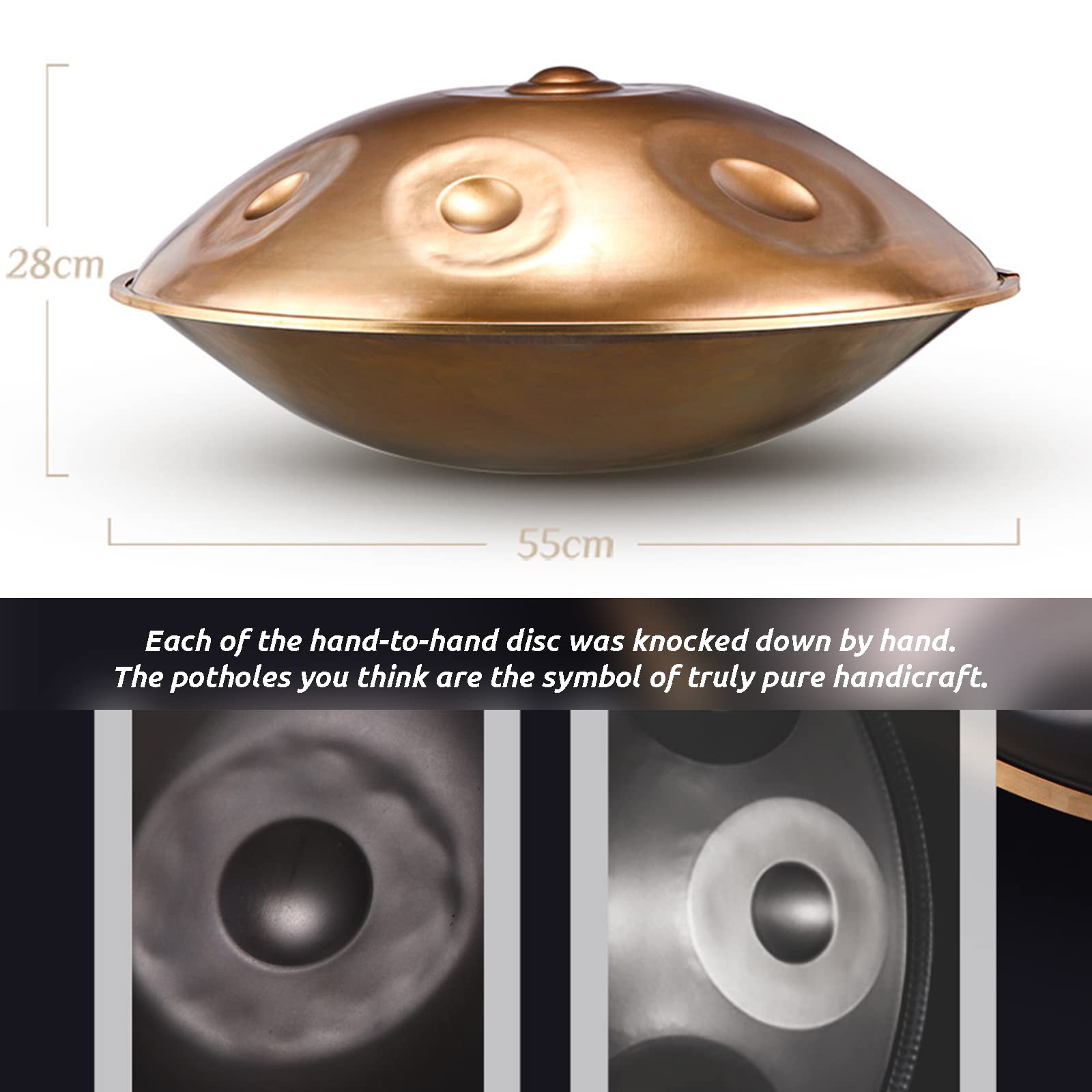 Tamburo per Handpan Harmonic, 9 Note, in Acciaio, 55 Cm, con Morbida Borsa per La Mano, Percussione Armonica per La Guarigione del Suono, Meditazione Personale, Yoga