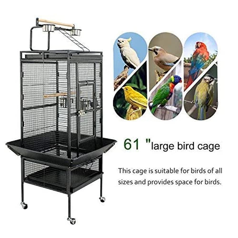 Ricjurzzty 61'' Large Bird Cage with Rolling Stand Parrot Chinchilla