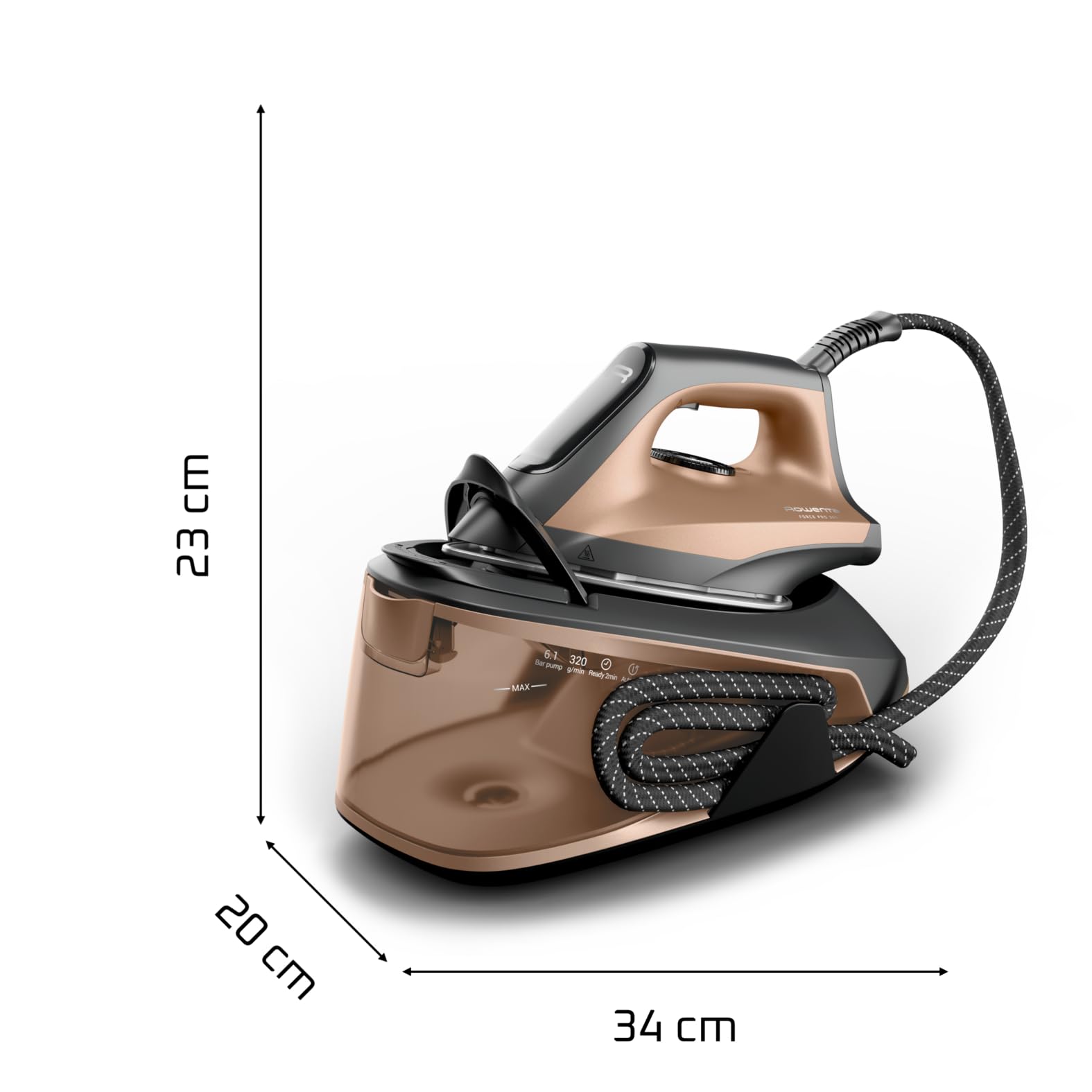 Rowenta Force Pro 300, Centro de planchado, Potencia de 2400 W, 110 g/min de vapor, Golpe de 320 g/min, 6,1 bar, Resultados profesionales, Planchado rápido y eficiente, VR5432F0