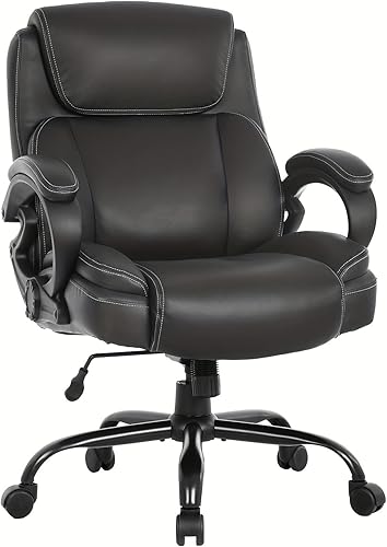 Silla de oficina grande y alta, 400 libras, silla de escritorio ejecutiva resistente con asiento extra ancho, silla ergonómica de respaldo alto,