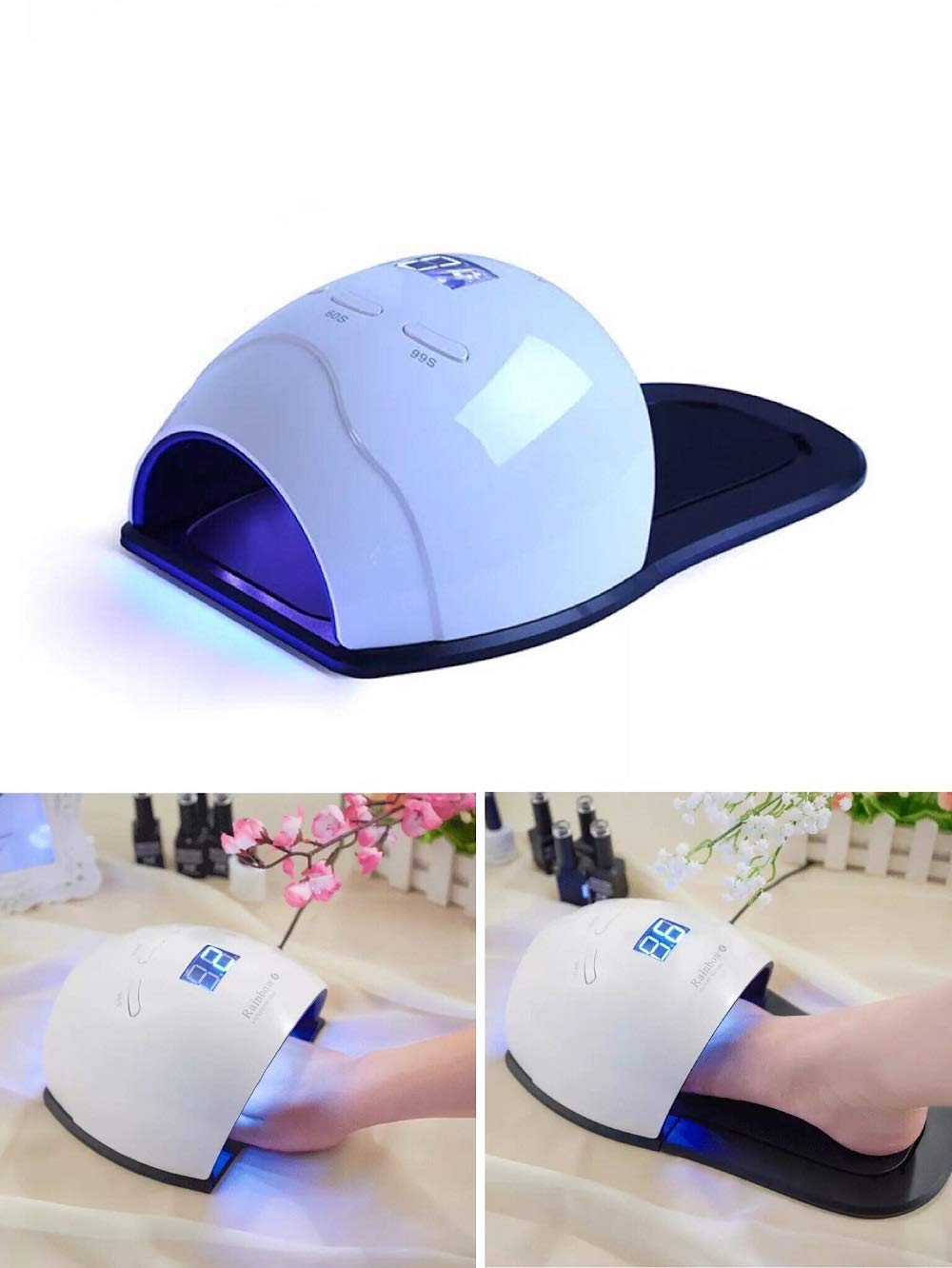Ruihua 2 w 1 suszarka do paznokci UV / LED 48 W lampa do paznokci nowa wersja do utwardzania paznokci u stóp i paznokci, profesjonalne szybkie utwardzanie paznokci LED (brytyjska wtyczka)