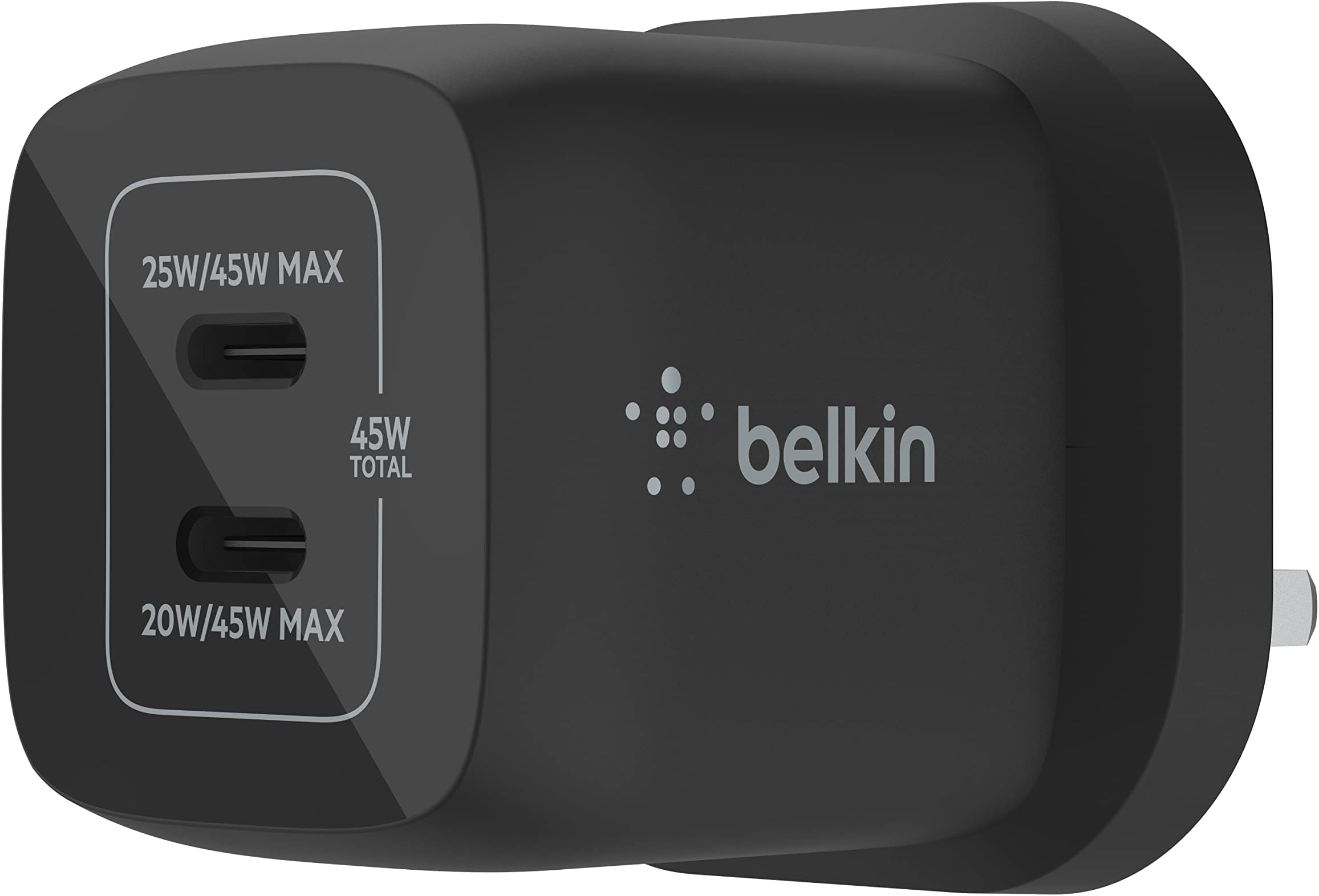 45W Dual USB Type C Wall Charger, Fast Charging Power Delivery 3.0 with GaN Technology, USB C Charger for iPhone 17, iPhone Air, iPad Pro, MacBook, Samsung Galaxy S25, Pixel And More - Black