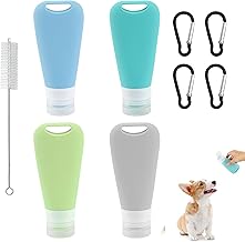 Deepton Futtertube zum Befüllen Hund 9 Stück, 90 ML Leberwurst Hunde Tube, Wiederverwendbar Reiseflaschen zum Befüllen, Silikon Futtertube mit Karabiner, Reinigungsbürste für Hundetraining, Unterwegs