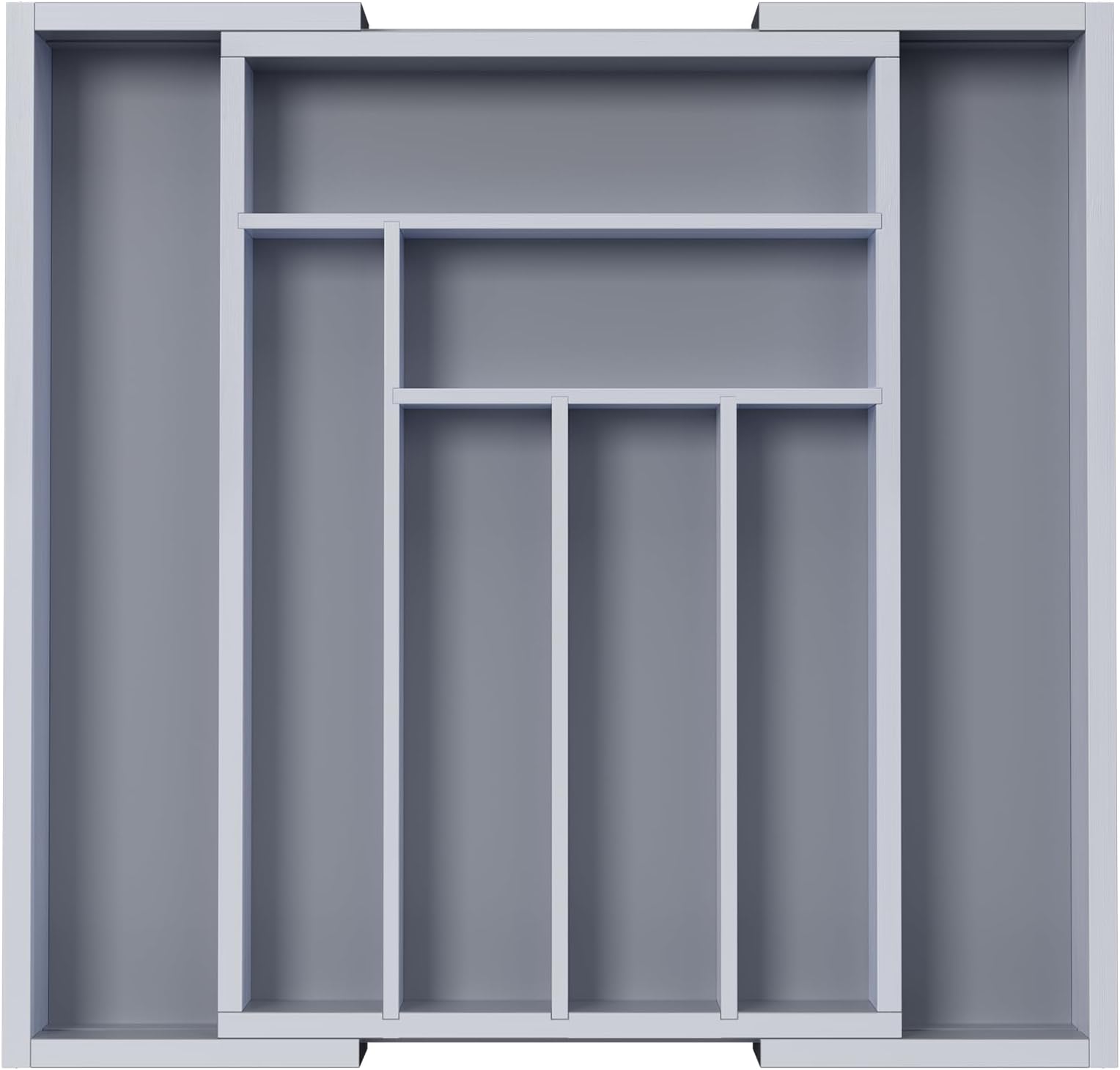 Pipishell Bamboo Expandable Drawer Organizer for Utensils Holder, Adjustable Cutlery Tray, Wood Drawer Dividers Organizer for Silverware, Flatware, Knives in Kitchen, Bedroom, Living Room(M-Grey)