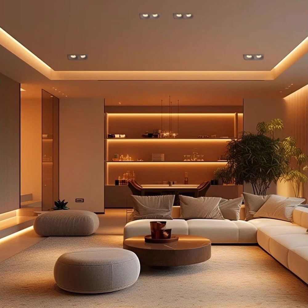 Recessed Double Head Led Downlight, 24W Ceiling Lamps Spot Lights, Indoor Lighting Baffle Trim Recessed Downlight, 3 Color Dimmable Aluminum Downlight for Commercial Home