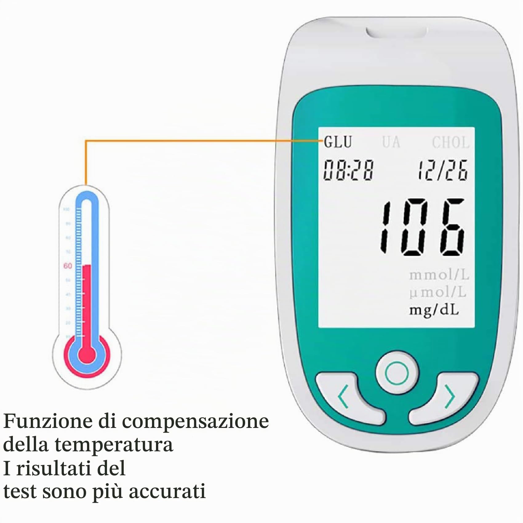 Kit test per il benessere domestico 3 in 1, monitor per il colesterolo dell'acido urico nel glucosio, 50 strisce reattive per la glicemia + 25 per l'acido urico + 10 per il colesterolo