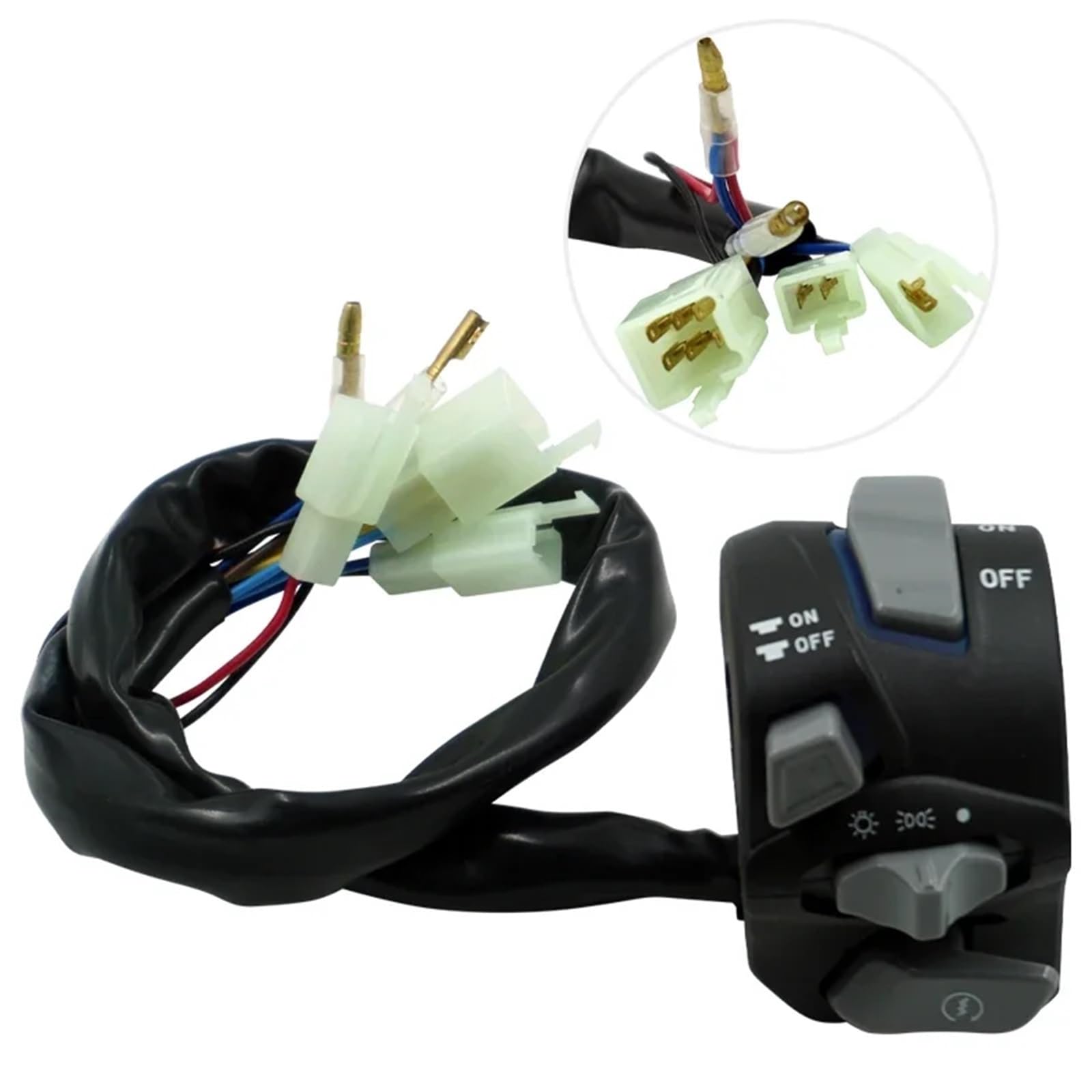 Włącznik kierownicy motocykla 7/8 ''22mm przełącznik na kierownicę motocykla światło ostrzegawcze reflektora kierunkowskaz klakson przycisk Start Kill With(Blue-Light)