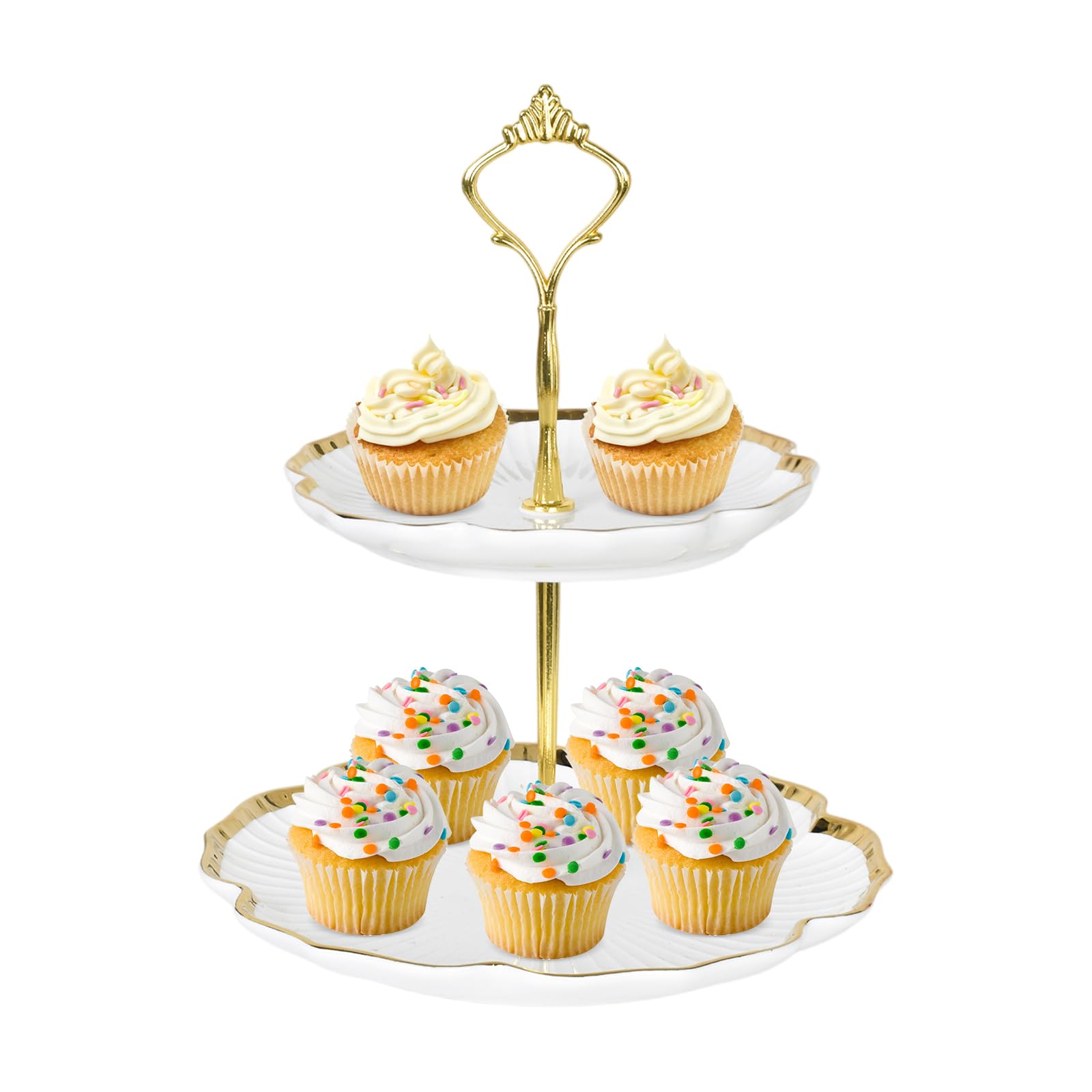 Alzate per Dolci e Frutta Doppio Strato Patisserie Alzatina, Alzata per Torte da Ceramica, Cupcake Stand Supporto per Cupcake, Espositore per Dolci per Nuziali Compleanno Partito Buffet Feste