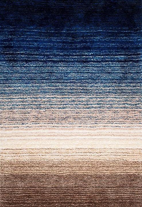 Image of Shaggy Rug for Bedroom Living Room 3X5 FEET Fluffy Plush Area Carpet with Non Slip Backing, Modern Cozy Floor Rug for Home Decor and Comfort (Navyblue /Multi)