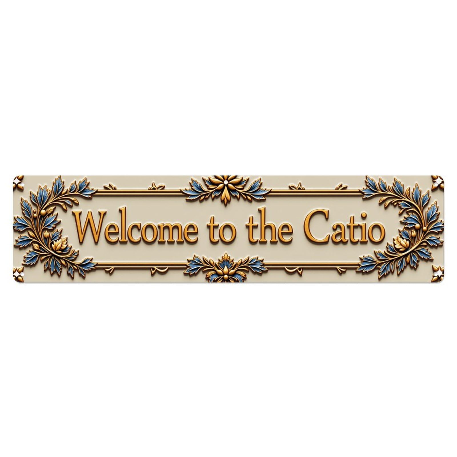 Golden Floral Ornate Welcome Sign Tin Sign Vintage Metal Poster Retro Bar, Home, Man Cave, Kitchen, Laundry Room Wall Art Decor Gift 4x16 Inch