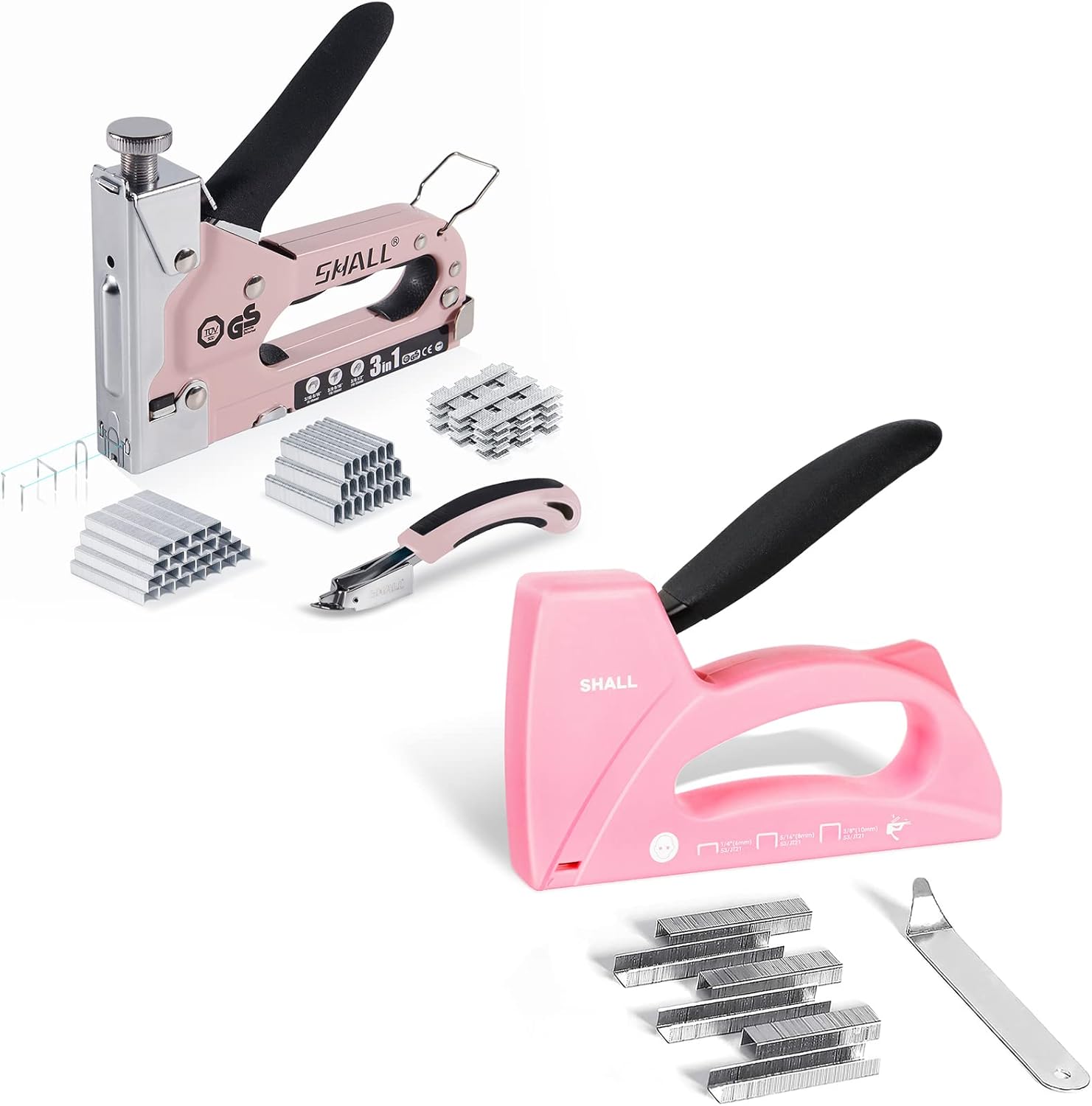 SHALL 3in1 PInk Staple Gun & Light Duty Staple Gun Combo Office Products