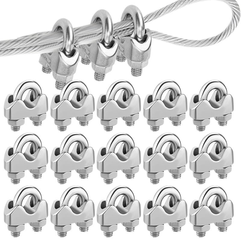 Perrillos Cable Acero Abrazaderas de Cable tipo U acero inoxidable, perno en, sujetador sillín, Clip cuerda alambre, tensor tendedero, Kits Hardware(30PCS-(M3))