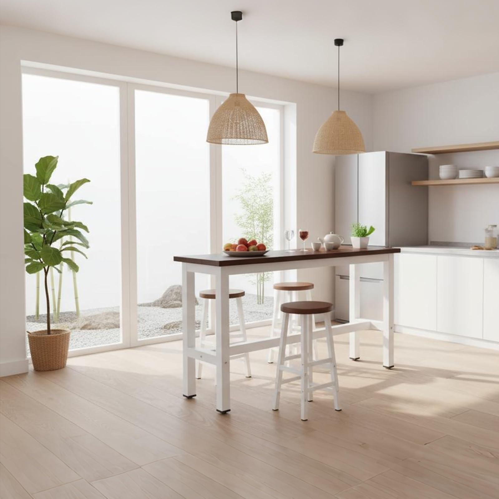 Robusto tavolo da colazione in metallo 120 x 40 x 100 cm, noce scuro h 150 kg Capaci perfetto per la cucina di casa e pub Pranzo Slish Coffee Desk & Bar Table