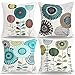 RYBornament Fundas Cojín 45cm x 45cm Fundas Cojín Decorativas Cuadrados de Lino Funda de Almohada Flor Azul Juego de 4 Cojines para Sala Sofá Cama Salón Coche