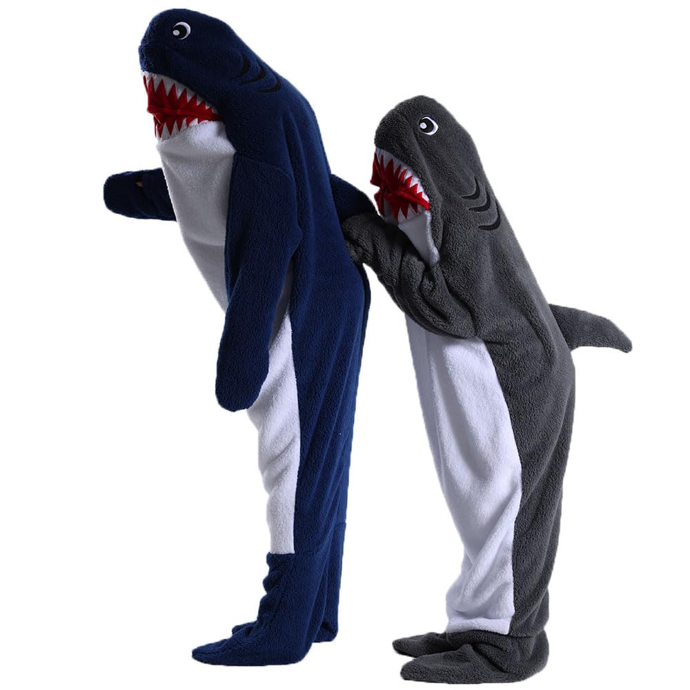 Couverture à capuche en forme de requin pour adultes, couverture super douce et confortable, sac de couchage, cosplay, couverture cadeau