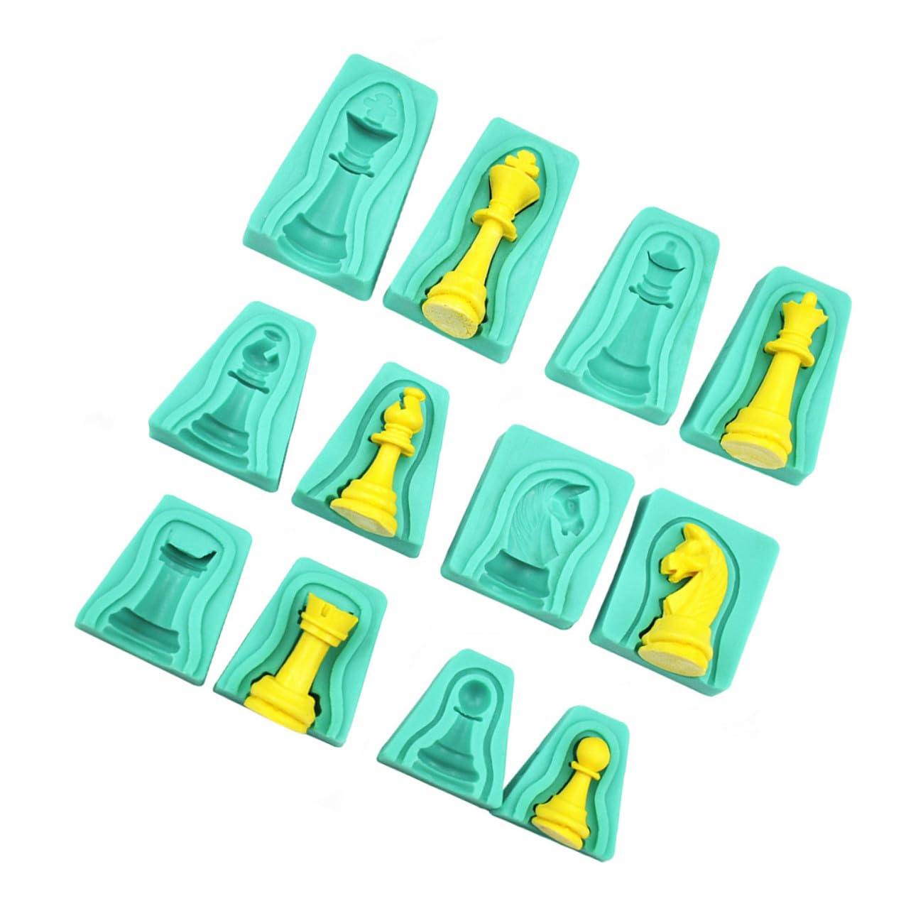 Molde de Silicona Flexible y Antiadherente para Chocolate Diseño de Ajedrez y Hornear Tartas Pack de 12 Piezas Verde para Repostería Creativa