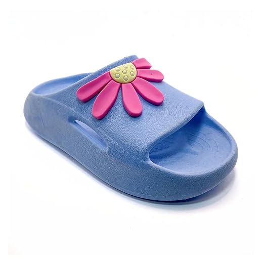 Chinelo Slide Infantil Feminino com Flor Margarida, Rosa, Confortável e Lavável