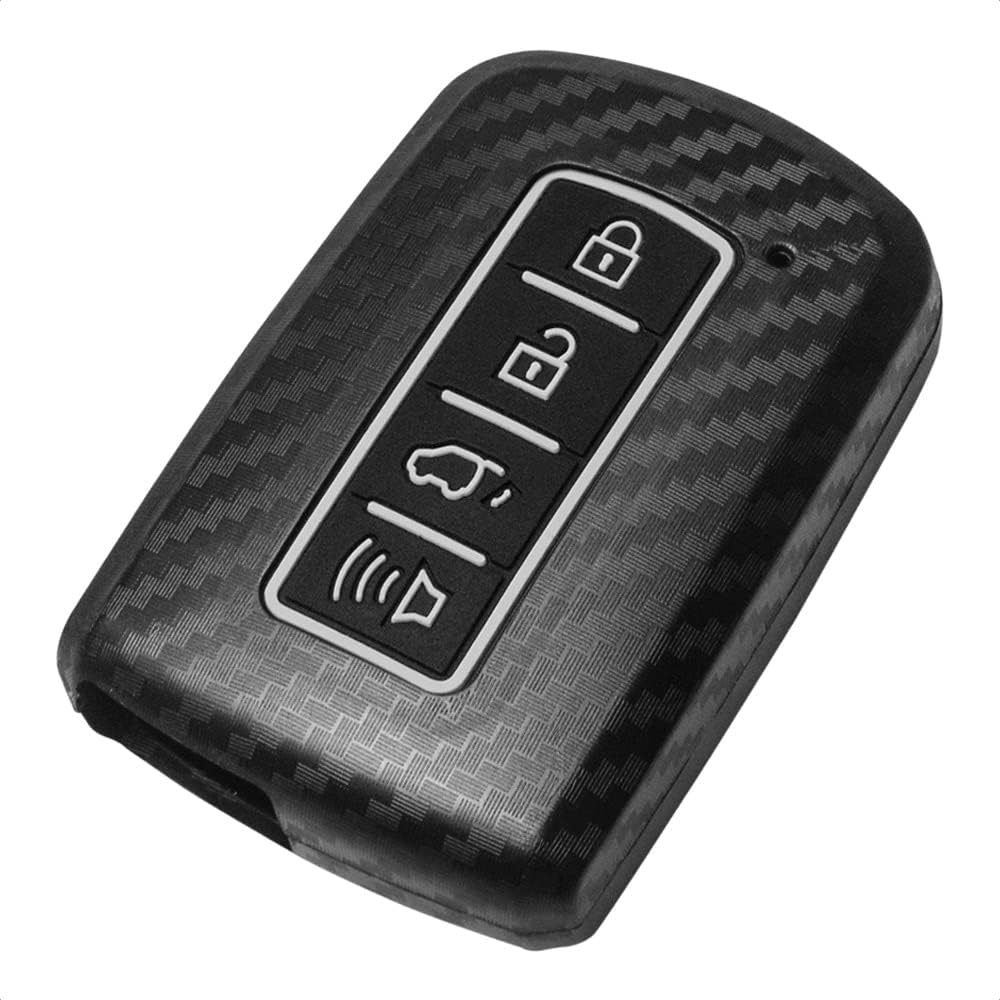 Luminous Smart Key Fob Cover Case Compatible with Toyota Avalon Camry Corolla Highlander RAV4 4 Button Keyless Entry Remote Carbon Fiber Pattern ABS Silicone Rubber Black