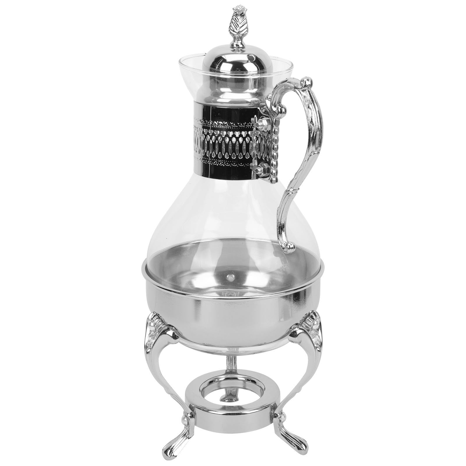 Toyvian Beheizbare Kaffeekanne aus Zinklegierung und Glas mit Großer Kapazität Leicht zu Reinigen im Europäischen Stil für Haushalt und Restaurant Geeignet