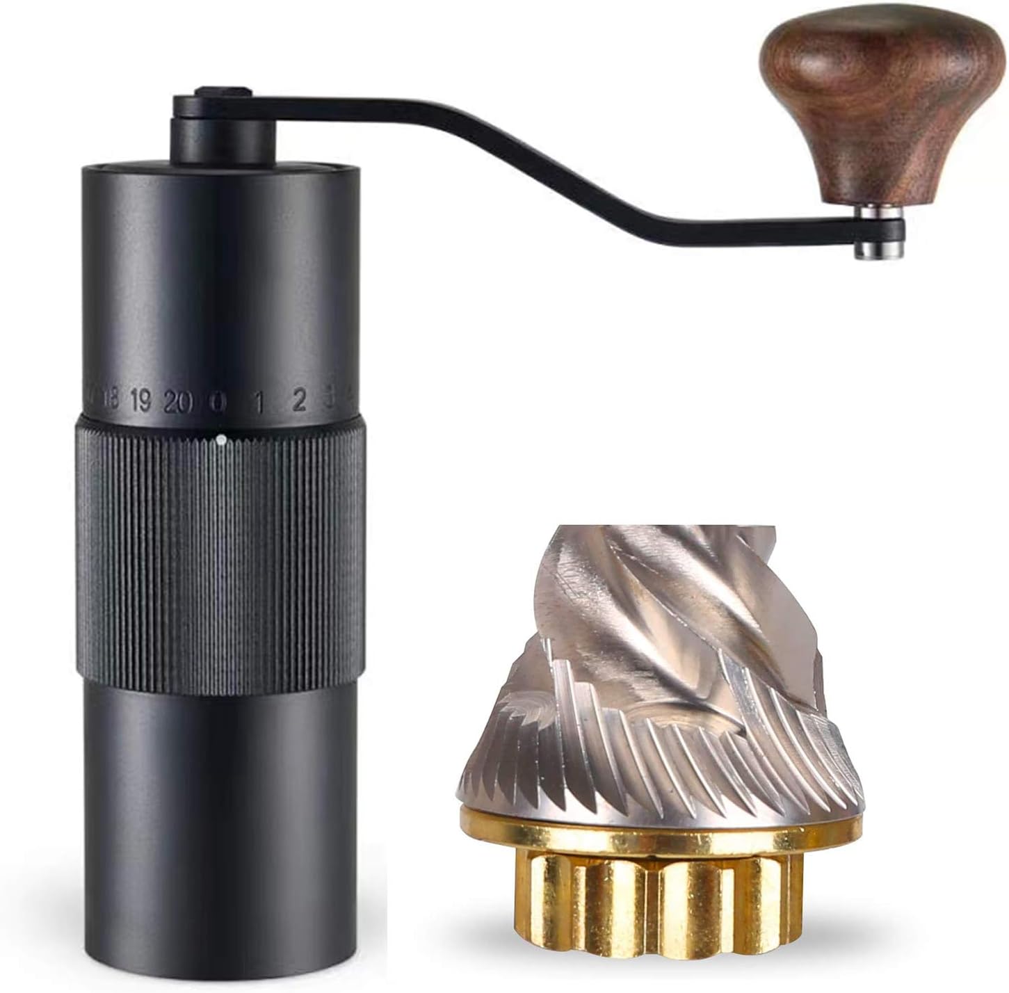 Household ultra-smooth manual coffee grinder, 23 seconds easy grinding upgrade, stainless steel core adjustable, manual coffee powder fast core (black) capacity of 30g