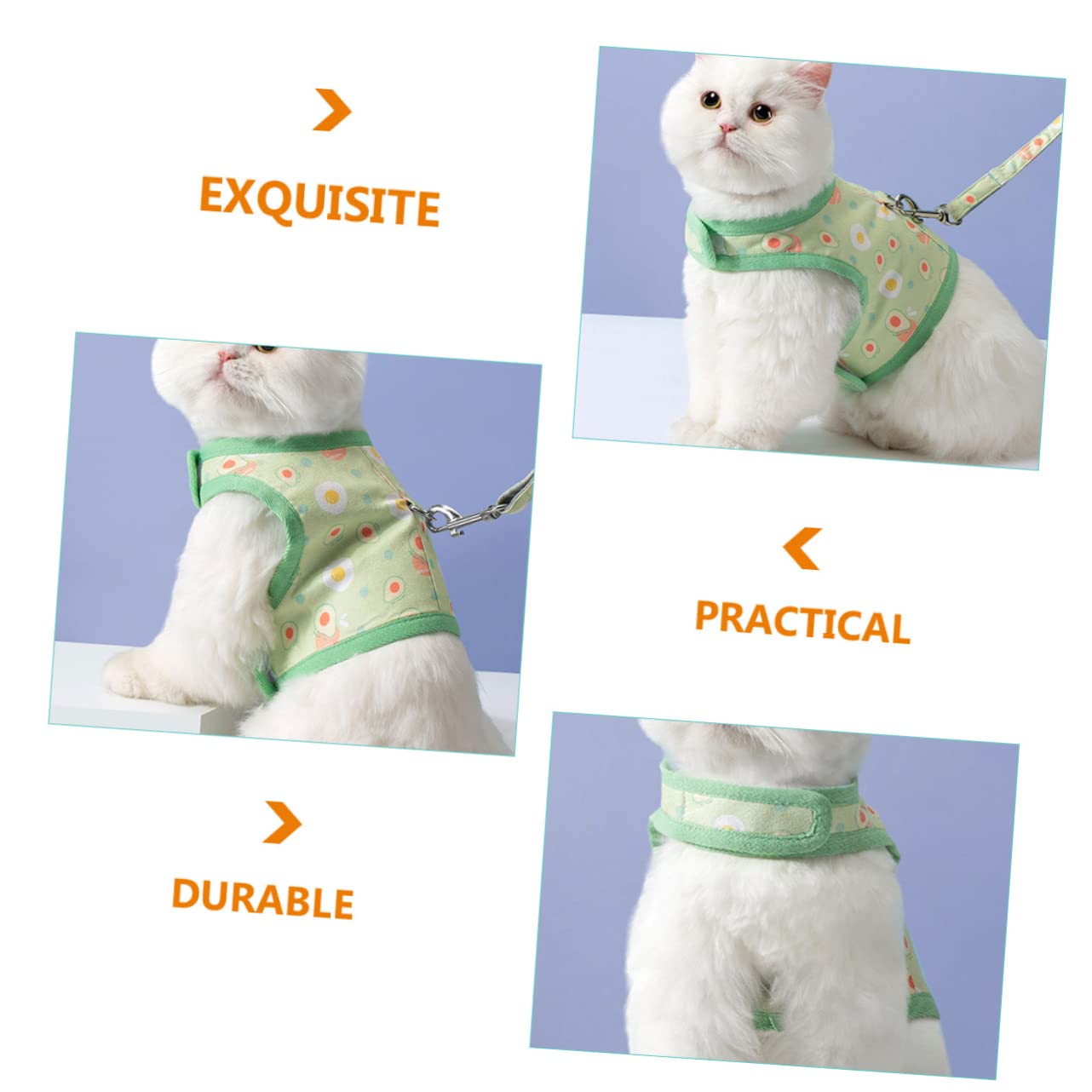 Toddmomy 3juegos Arnés y Correa para Gato con Estampado De Aguacate Chaleco De Malla para Mascotas para Paseos y Entrenamiento