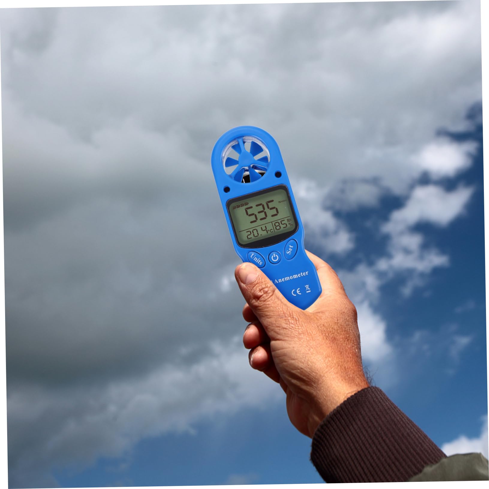Mini Anemometro Portatile Digitale 1 Pezzo in Plastica | Misura Velocità del Vento, Temperatura e Umidità, Schermo Lcd con Retroilluminazione, Borsa Inclusa