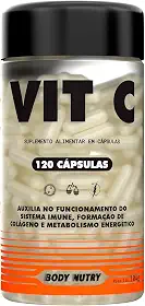 Vitamina C 1000mg Por Dose Pote 120 Capsulas Ácido ascórbico Auxilia no Sistema Imune Antioxidante Rende 60 Doses Matéria Prima Importada - Body Nutry