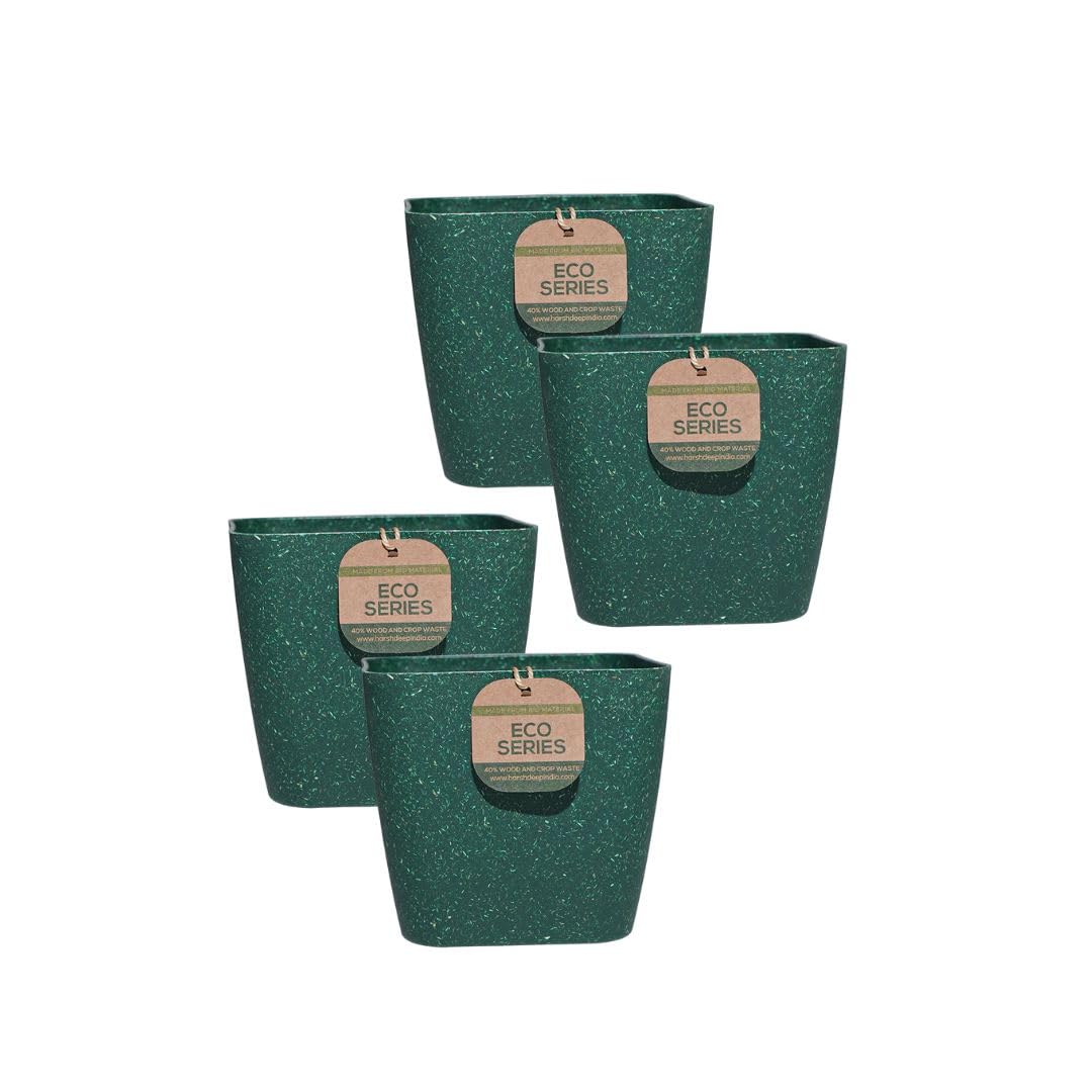 Harshdeep Plant Pots for Home Decor - Siena - Indoor Living Room Garden Decorative Earth Friendly Square UV Resistant Planter 8 Inch Set of 4 (Green) (B0D49J669L) Amazon Price History, Amazon Price Tracker
