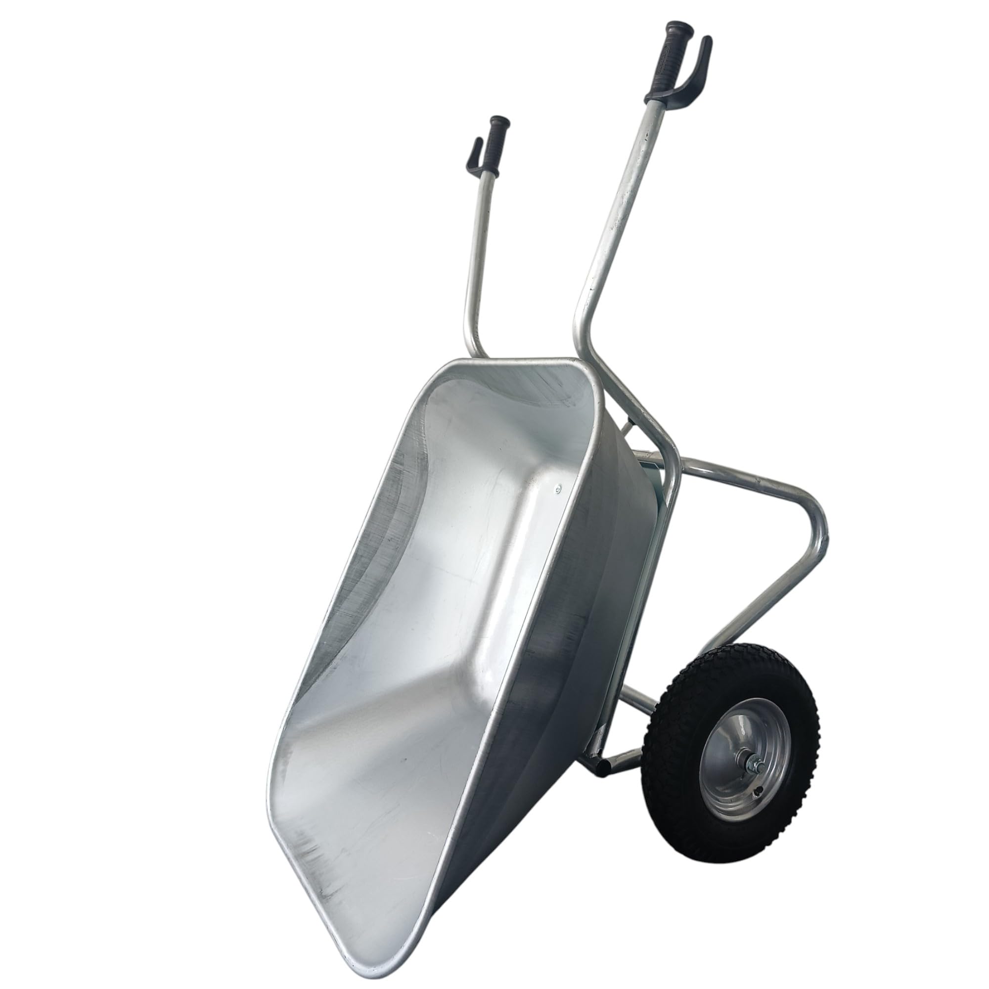 Schubkarre Kippkarre Agro 200L bis 250kg Luftreifen mit Stahlfelge verzinkt kippbare Schubkarre 200 Liter Garten Bauschubkarre Gartenschubkarre Kipp japaner 2-Rad 400-8 Silber 4PR Luft